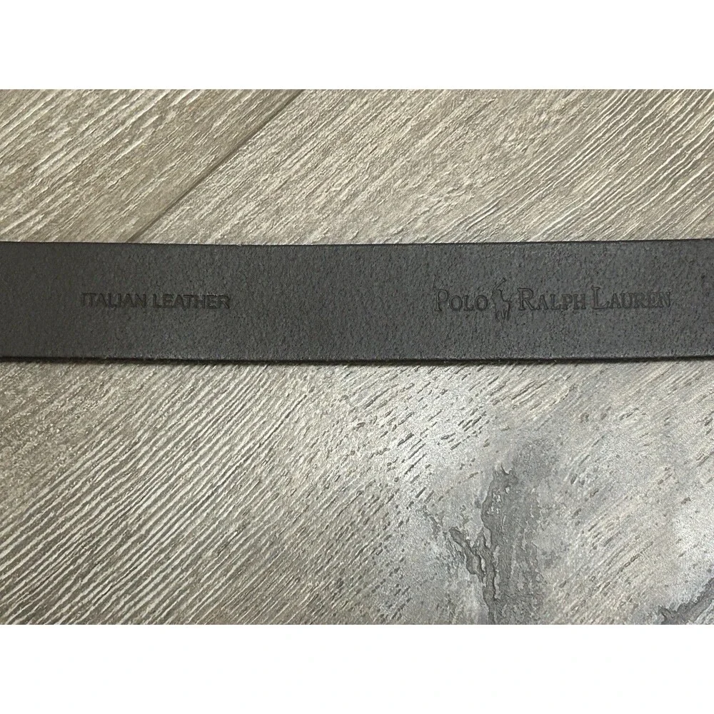 Polo Ralph Lauren Belt Brown Leather Silver Hardware Men's Size 42